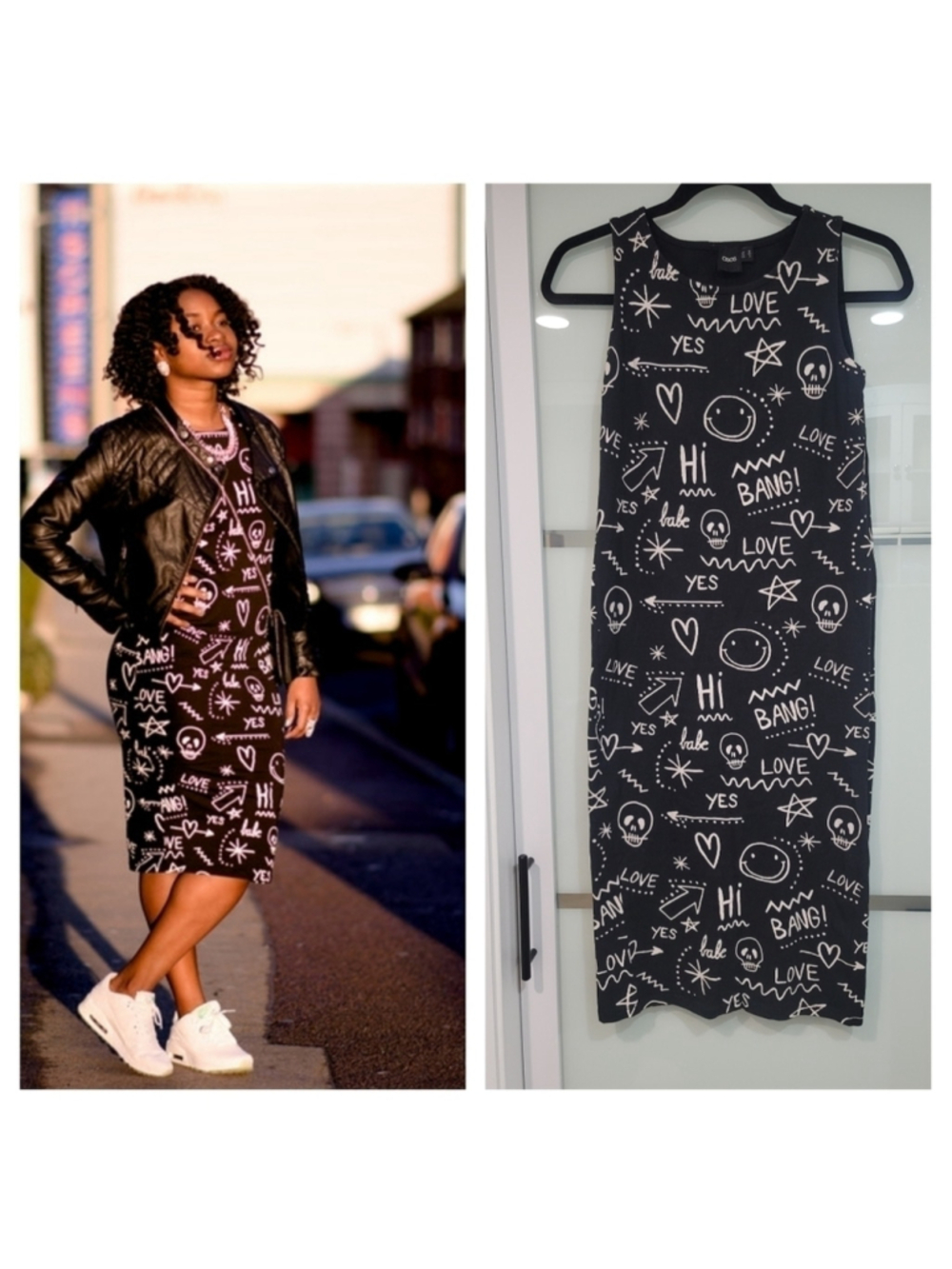Asos Sleeveless Graffiti Bodycon Dress